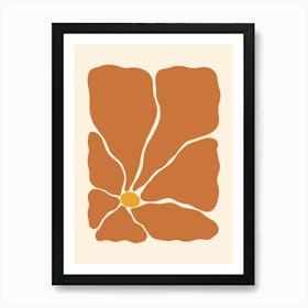 Abstract Flower 03 - Burnt Orange Art Print