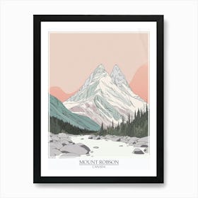 Mount Robson Canada Color Line Drawing 4 Poster Art Print