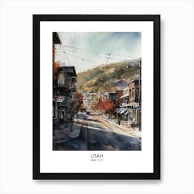 Park City, Utah 3 Watercolor Travel Poster Art Print