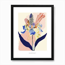 Colourful Flower Illustration Poster Bluebonnet 1 Art Print