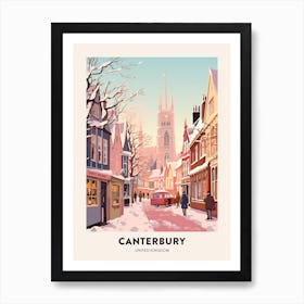 Vintage Winter Travel Poster Canterbury United Kingdom 2 Art Print