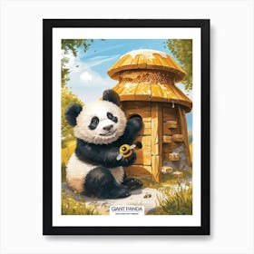 Giant Panda Playing With A Beehive Poster 1 Art Print