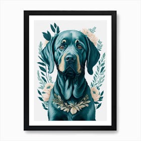 Floral Labrador Retriever Dog Painting (4) Art Print