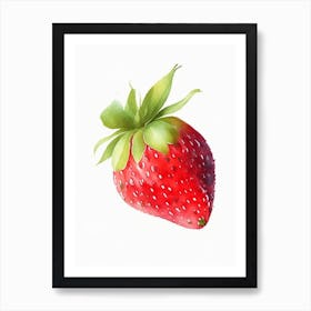 A Single Strawberry, Fruit, Watercolour 2 Art Print