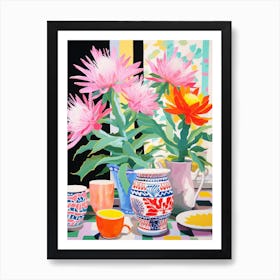 Cactus Painting Maximalist Still Life Easter Cactus 2 Art Print