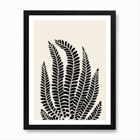 Fern Leaves in Black, Farmhouse Botanical 4 Art Print