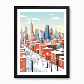 Retro Winter Illustration New York City Usa Art Print