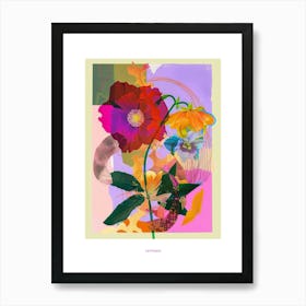 Larkspur 2 Neon Flower Collage Poster Art Print