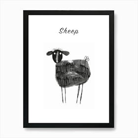 B&W Sheep 2 Poster Art Print