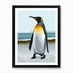 King Penguin Saunders Island Minimalist Illustration 3 Art Print