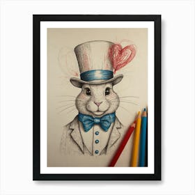 Rabbit In Top Hat 1 Art Print