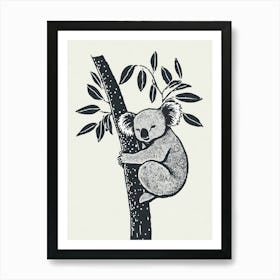 Koala Nestled In A Eucalyptus Tree Art Print