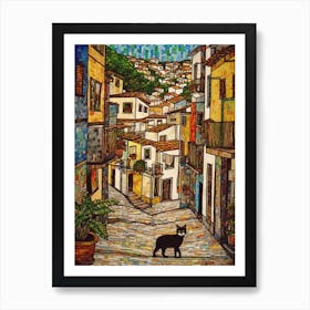 Painting Of Rio De Janeiro With A Cat In The Style Of Gustav Klimt 2 Art Print