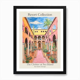 Poster Of The Cloister At Sea Island   Sea Island, Georgia   Resort Collection Storybook Illustration 3 Art Print