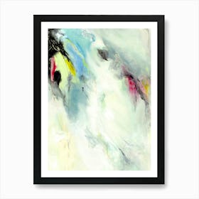 WAVE OF SERENITY - Pastel and Neon Pink Yellow and Blue "Swimming" Abstract Painting by  "COLT X WILDE"  Art Print