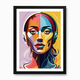 Portrait Of A Woman With Headphones Art Print