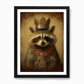 Vintage Portrait Of A Racoon Wearing A Crown Rennaissance 4 Art Print