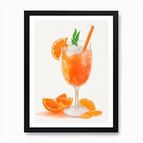 Aperol With Ice And Orange Watercolor Vertical Composition 9 Art Print