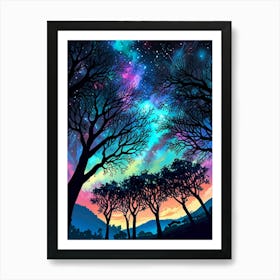 Night Sky With Trees 1 Poster