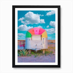 Airstream Trailer With A Rainbow Top In Marfa Texas Art Print