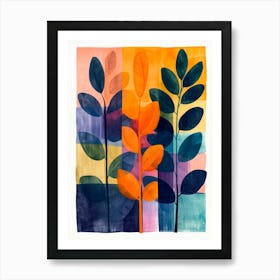 Watercolor Colorful Leaves Art Print