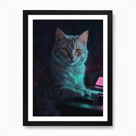 Cat Playing Keyboard 1 Poster