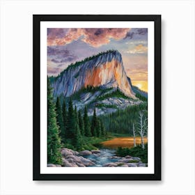 Sunset At Yosemite Art Print