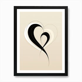 Gold Cream Black Heart 4 Art Print