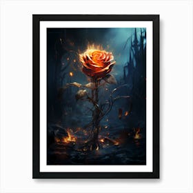 Flaming Rose Art Print