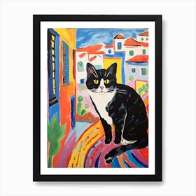 Painting Of A Cat In Tangier Morocco 2 Art Print