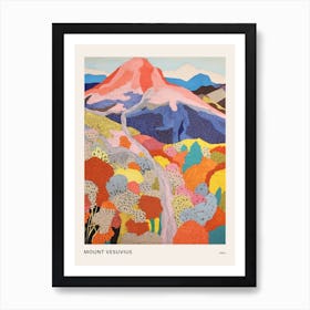 Mount Vesuvius Italy 3 Colourful Mountain Illustration Poster Art Print