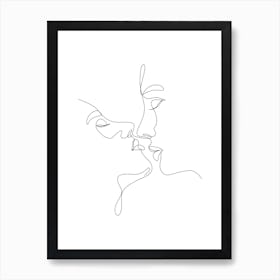 Kissing Couple Line Art Art Print