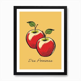 Red Apples, Retro Kitchen Art Print Art Print