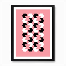 Hexagon Op Art Pink Art Print