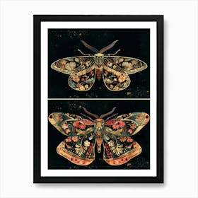 Butterfly Night Symphony William Morris Style 6 Art Print