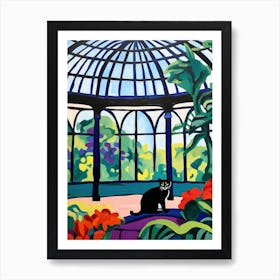 Painting Of A Cat In Gothenburg Botanical Garden, Sweden In The Style Of Matisse 03 Art Print
