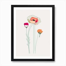 Ranunculus Floral Minimal Line Drawing 1 Flower Art Print