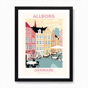 Allborg, Denmark, Flat Pastels Tones Illustration 4 Poster Art Print