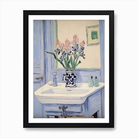 Bathroom Vanity Painting With A Iris Bouquet 2 Art Print