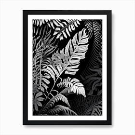 Japanese Climbing Fern Linocut Art Print