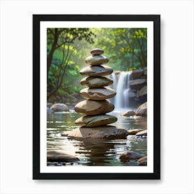 Zen Stones In The Water Art Print