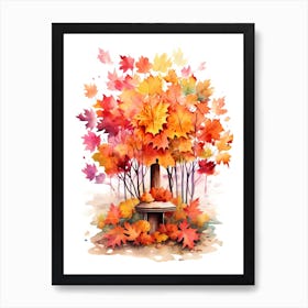 Cute Autumn Fall Scene 1 Art Print