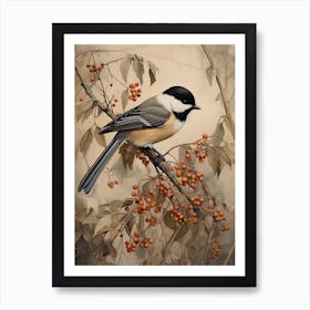 Dark And Moody Botanical Carolina Chickadee 3 Poster