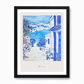 Hvar Croatia Mediterranean Blue Drawing Poster Art Print
