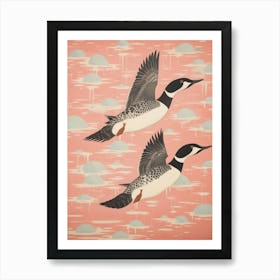 Vintage Japanese Inspired Bird Print Common Loon 1 Art Print