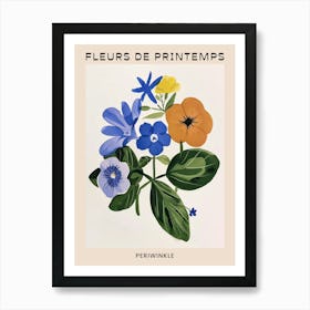 Spring Floral French Poster  Periwinkle 3 Art Print