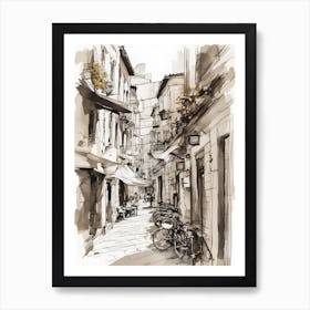 Sketch Of A Street In Italy Art Print