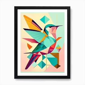Hummingbird And Geometric Shapes Bold Graphic Art Print