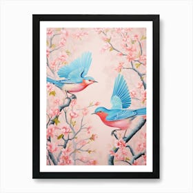 Vintage Japanese Inspired Bird Print Eastern Bluebird 2 Art Print