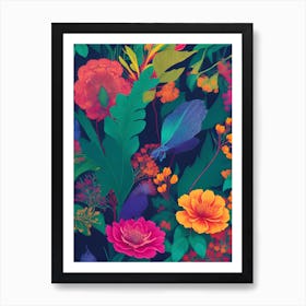 Tropical Floral Wallpaper Art Print